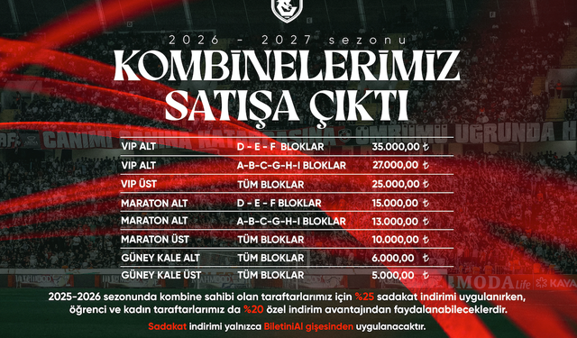 KOMBiNE BiLET FiYATLARI BELiRLENDi