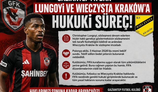 GAZiANTEP FK'DAN CHRıSTOPHER LUNGOYI VE WIECZYSTA KRAKÓW'A HUKUKi SÜREÇ!